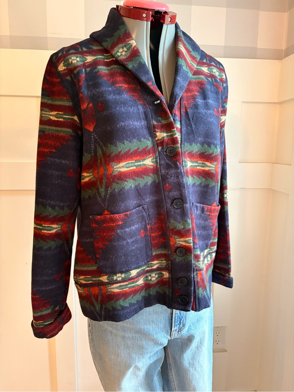 Ralph Lauren Lauren Jeans Co Multicolor Patterned Blazer Jacket Large P - Picture 7 of 8